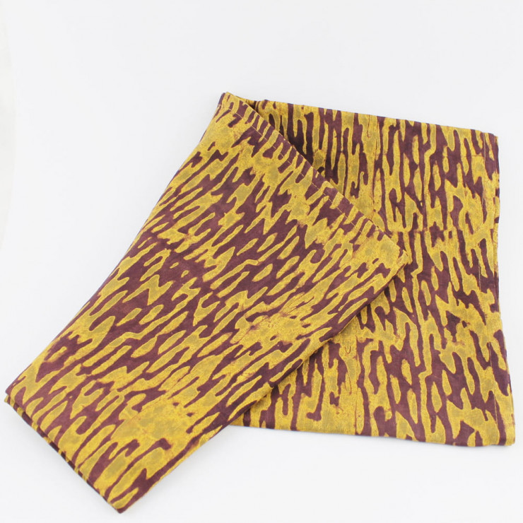 Batiktørklæde - gul/lilla striber
