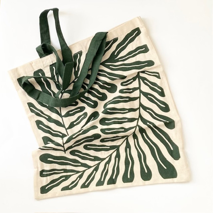 Mulepose  - med et flot grafisk bladmønster 